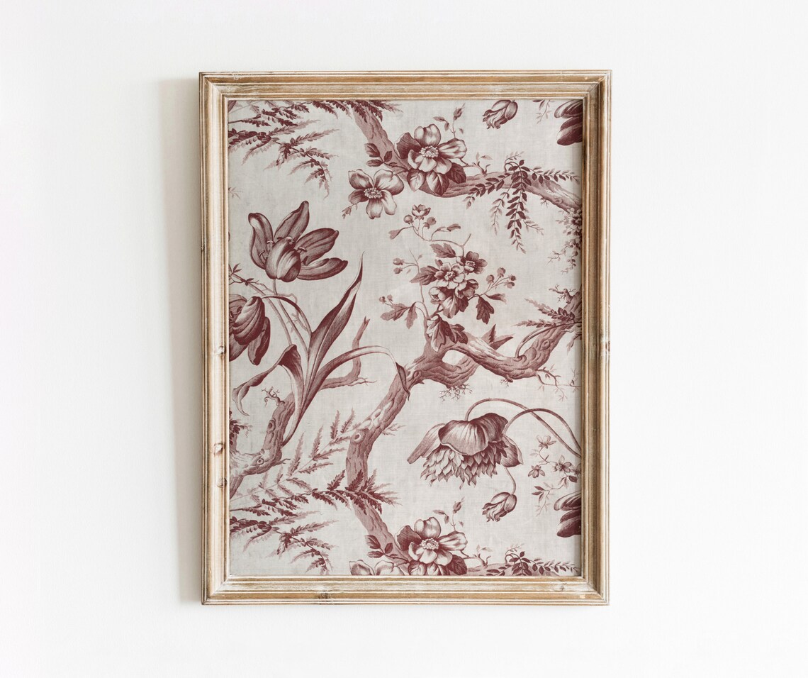Botanical Textile Vintage Floral Branches Poster