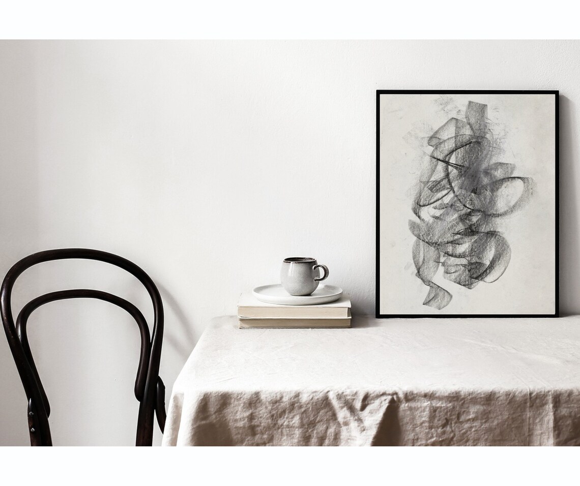 Chaos Vintage Abstract Charcoal Drawing Poster - Image 3