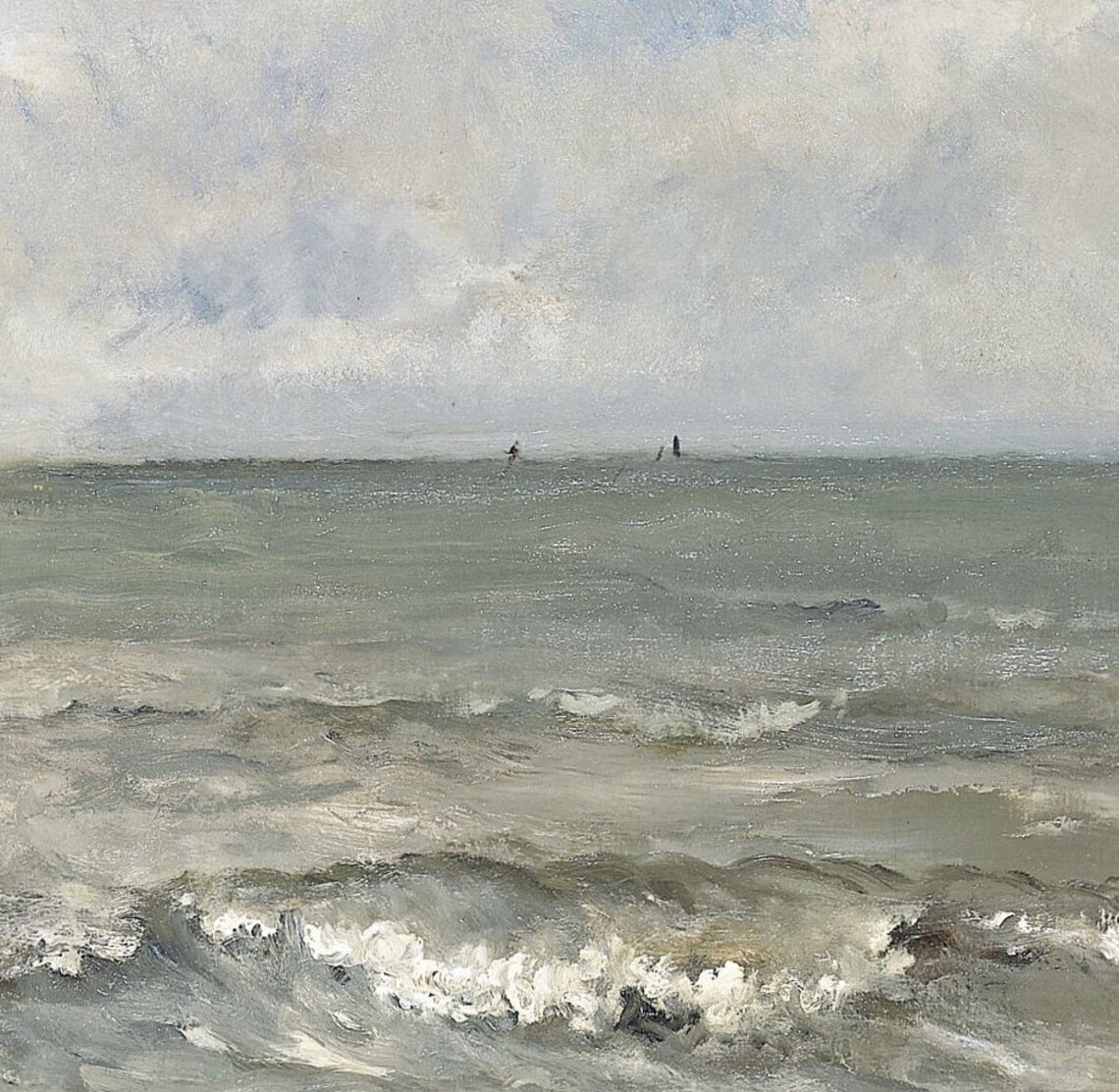 Vintage Muted Oceanscape Painting, Art Print - Image 2