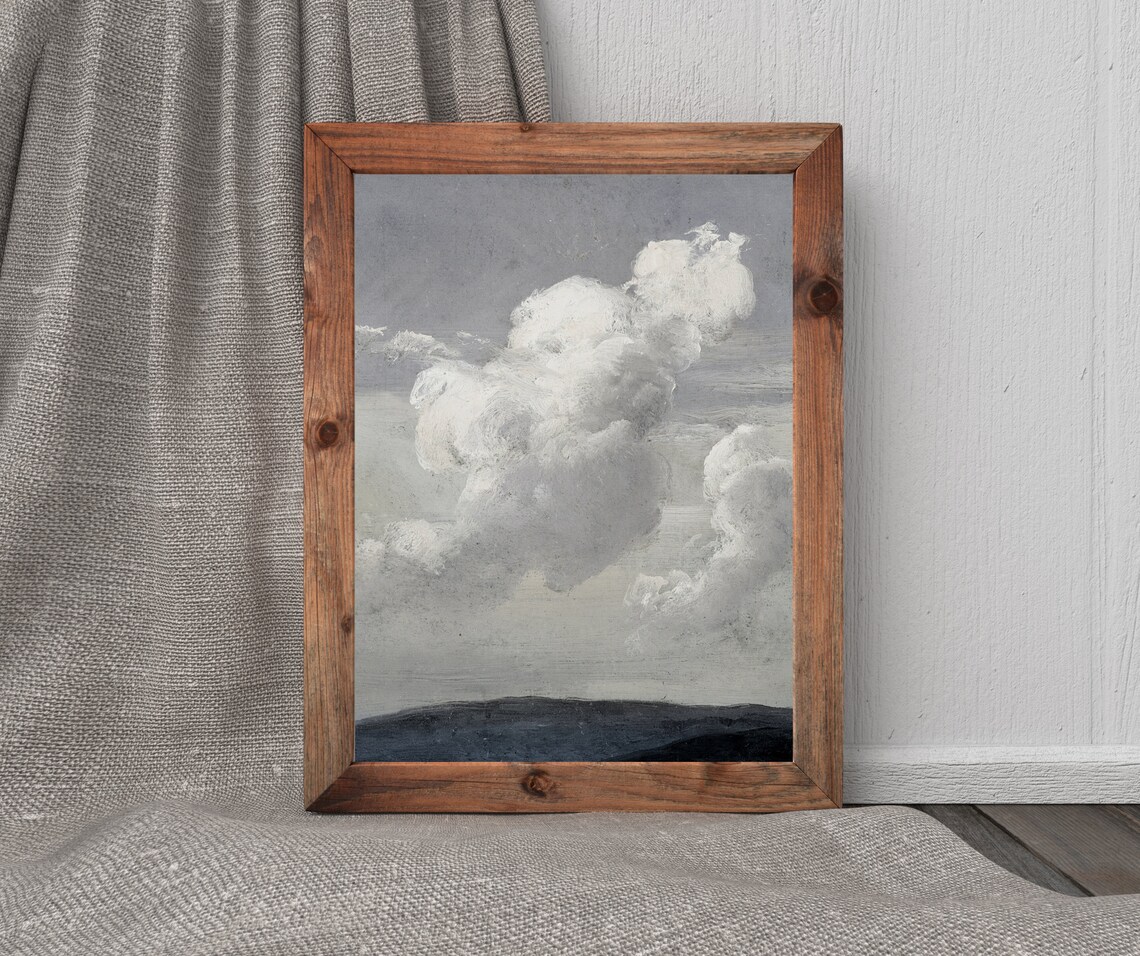 Sky Study Vintage Skyscape, Distant Landscape Art Print - Image 3