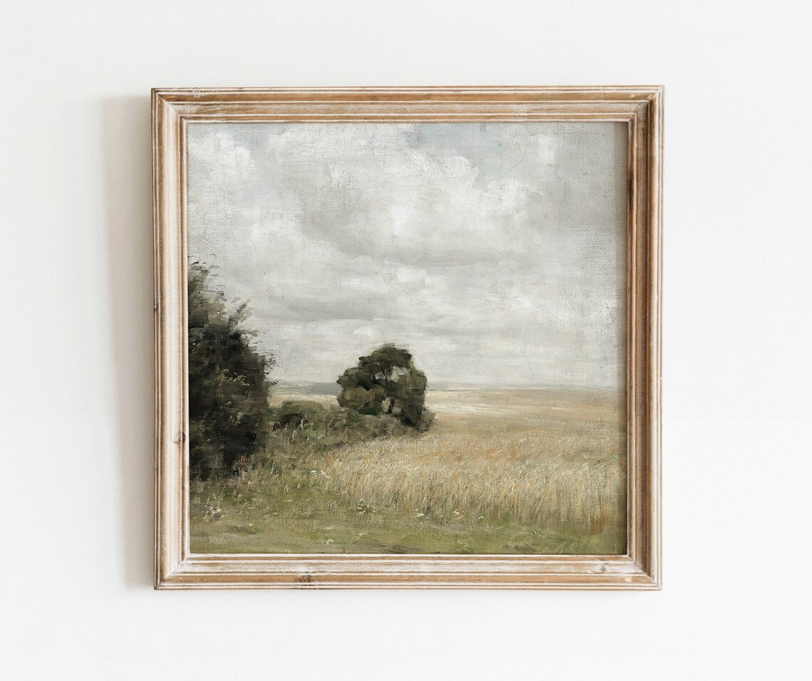 Field View Vintage Danish Landscape Art Print