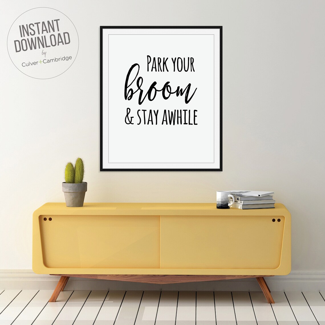 Park Your Broom and Stay Awhile Funny Halloween Witch Quote Poster - Image 5