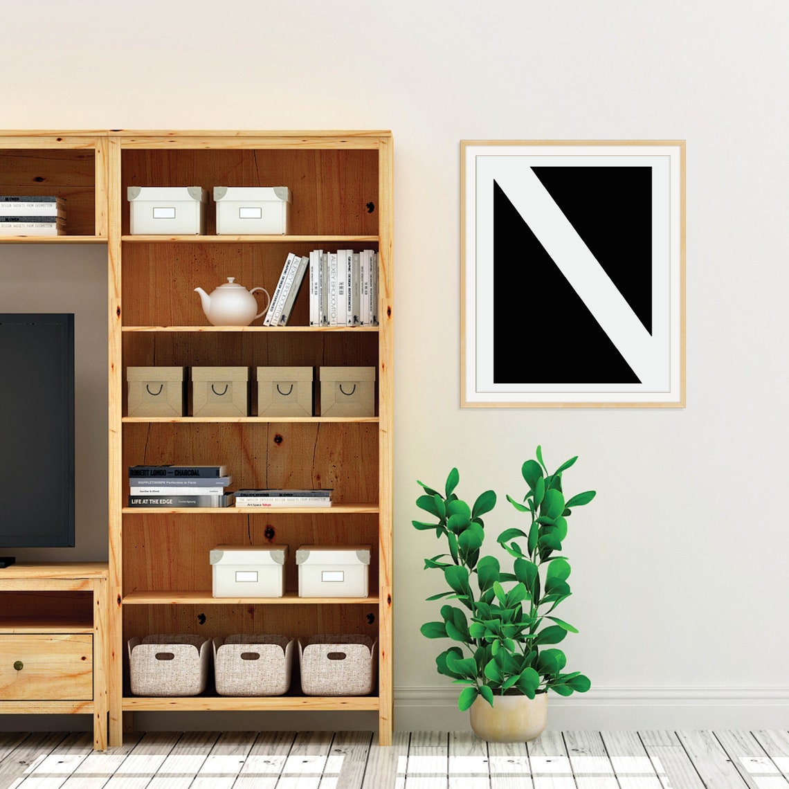 Black Ground White Serif Initial Letter Minimalist Alphabet Poster - Image 2