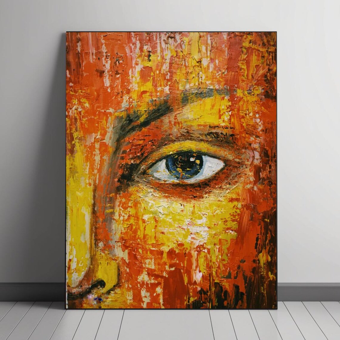 Fiery Gaze Abstract Painting, Bold Expressionism