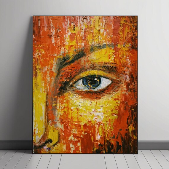 Fiery Gaze Abstract Painting, Bold Expressionism
