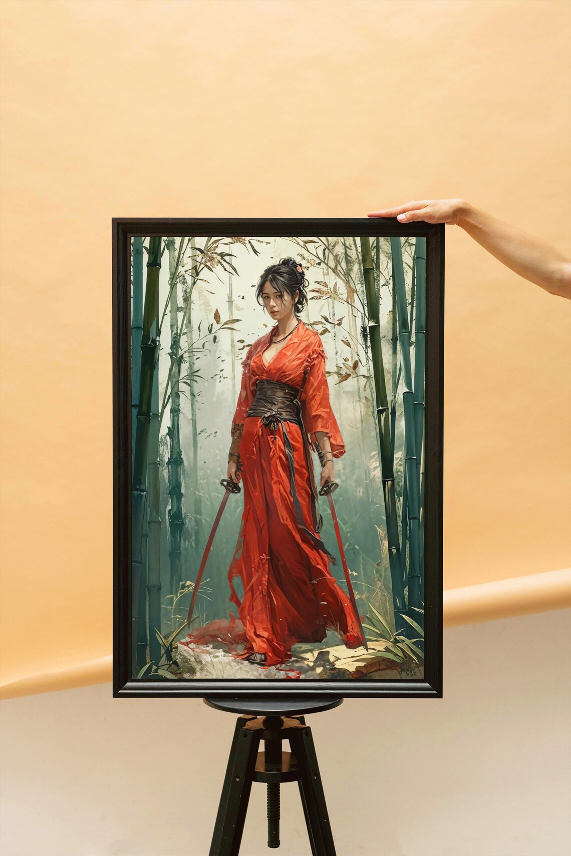 Samurai Warrior Woman In Red Kimono, Japanese Style - Image 2
