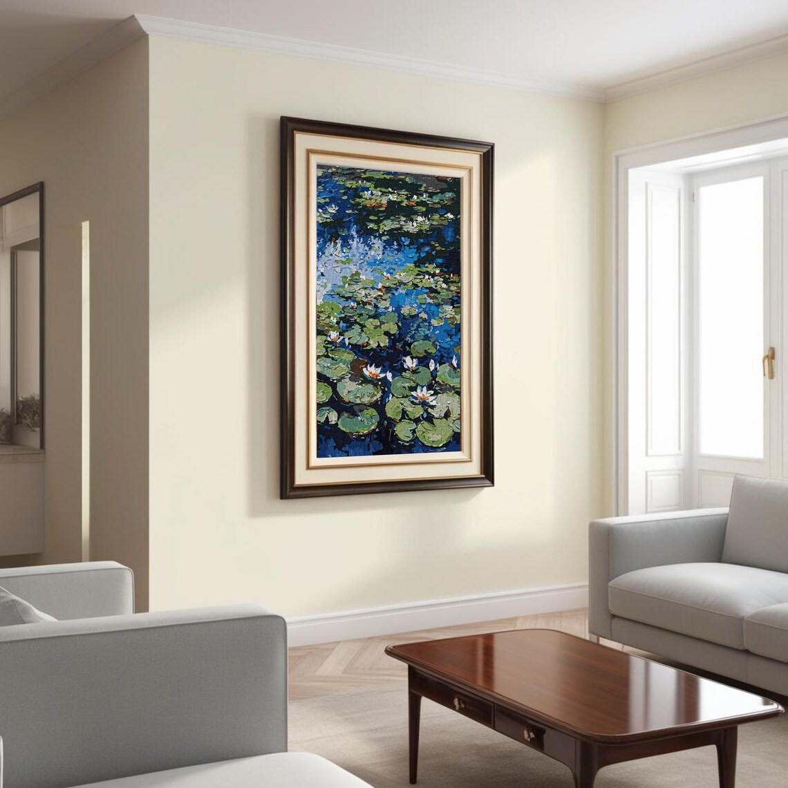 Water Lilies, Monet Style Impressionist Art Print - Image 3