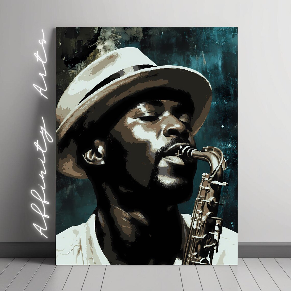 Jazz Saxophone Musician Portrait, Jazz Music Decor