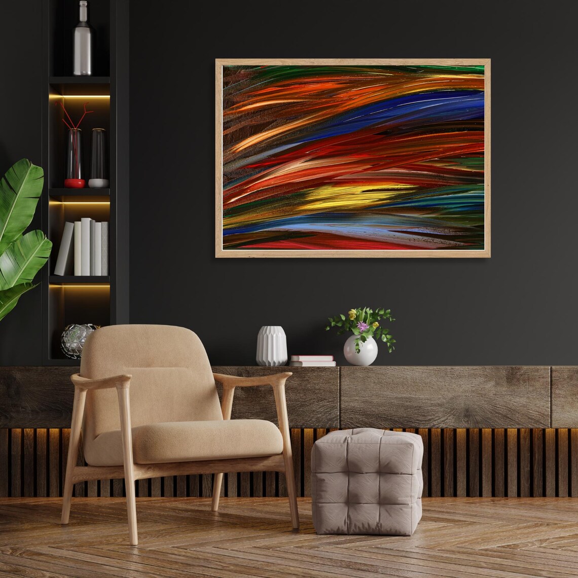 Vibrant Abstract Brush Strokes, Modern Decor - Image 3