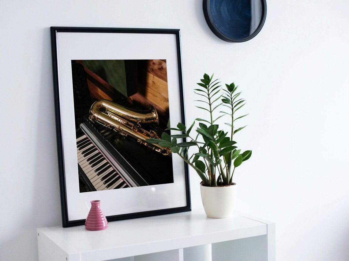 Saxophone And Piano, Elegant Jazz Room Decor - Image 5