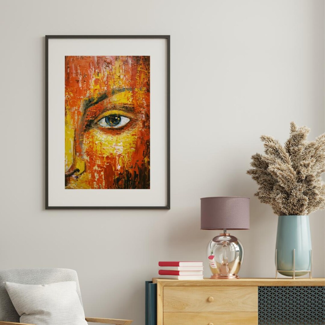 Fiery Gaze Abstract Painting, Bold Expressionism - Image 5