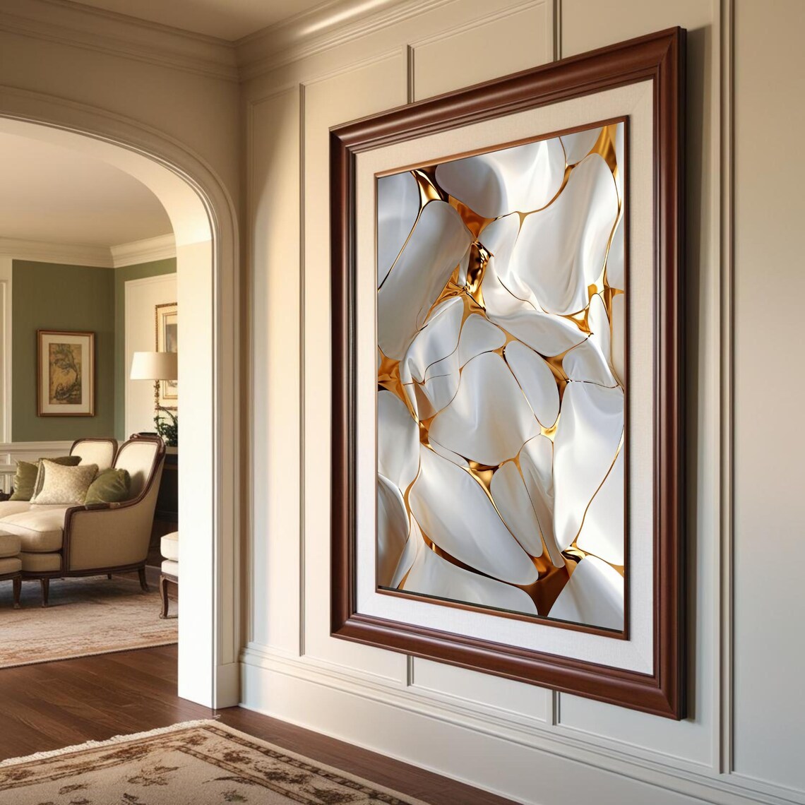 Modern Abstract Gold And White Fluid Design - Image 5