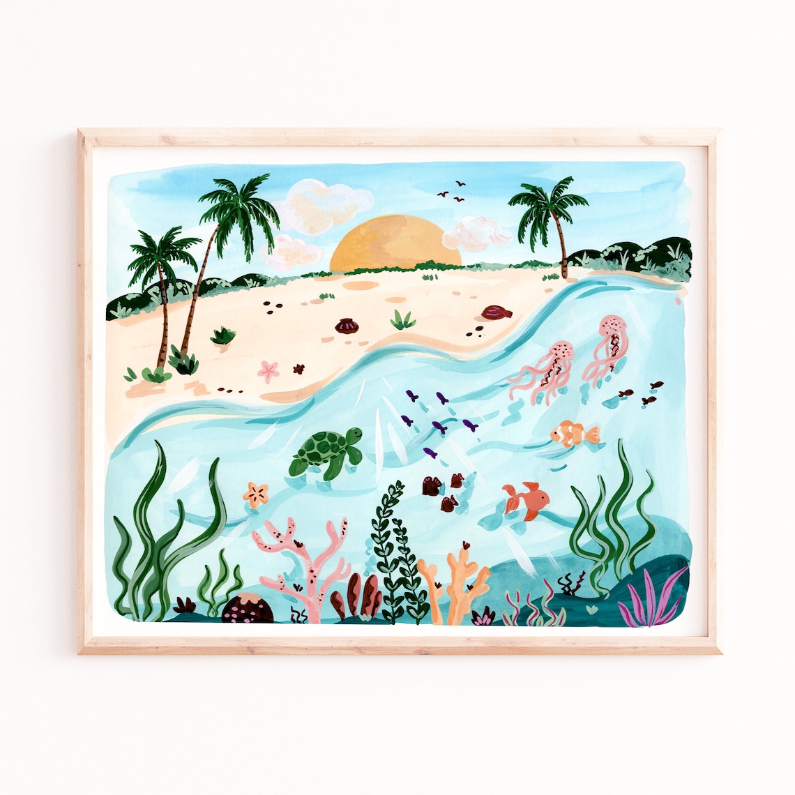 Underwater Ocean Wall Art, Tropical Beach Art Print