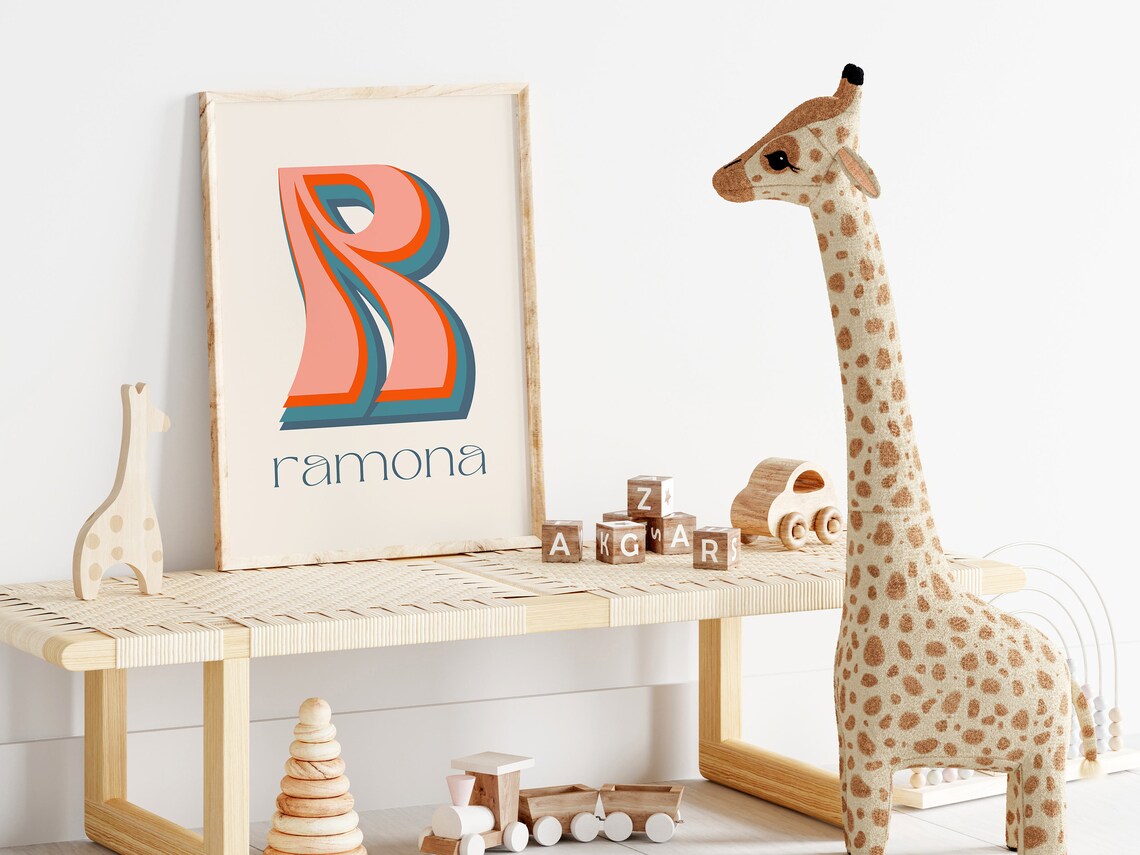 Custom Name Print, Groovy Kids Room Poster - Image 4