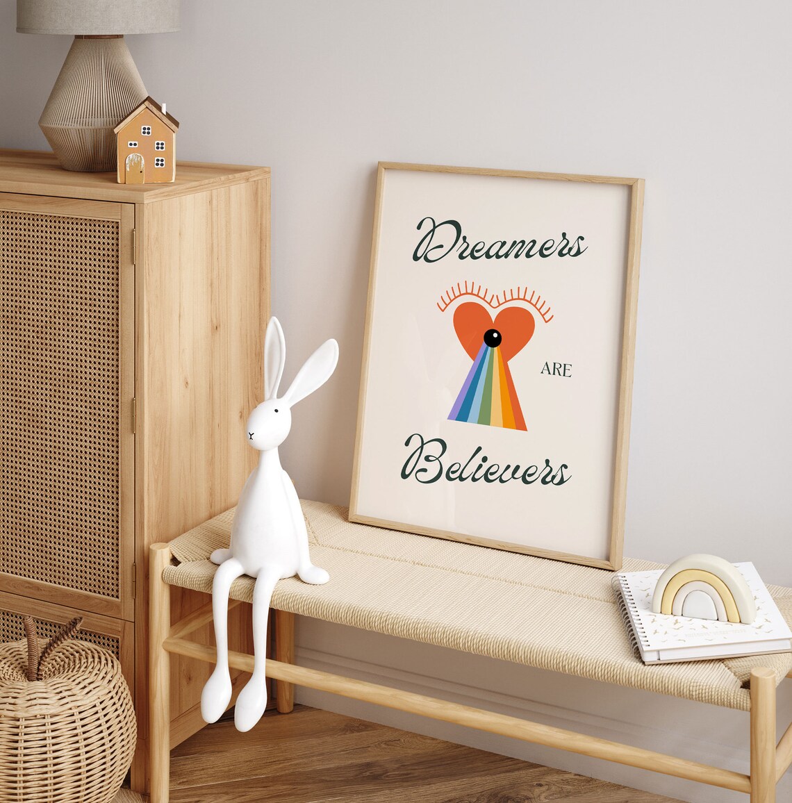 Dreamers Art Print, Rainbow Playroom Nursery Decor - Image 3