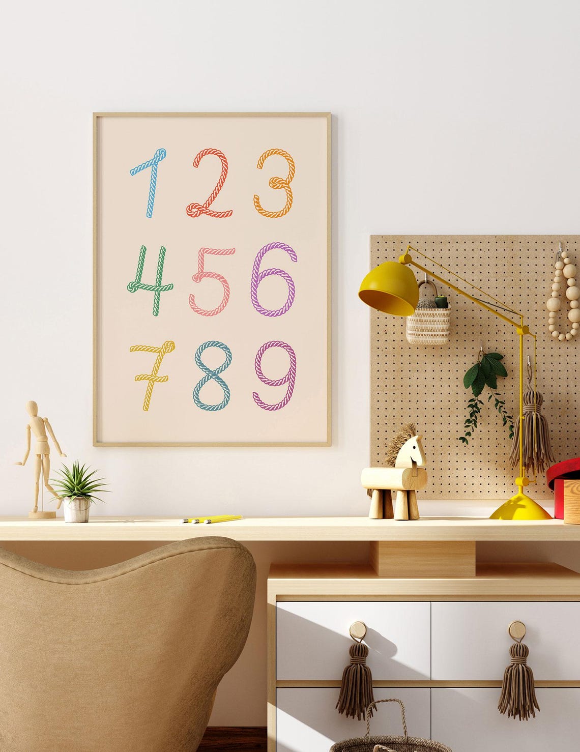 Colorful Rope Numbers 1 To 9 Kids Counting Fun Learning Wall Art - Image 4