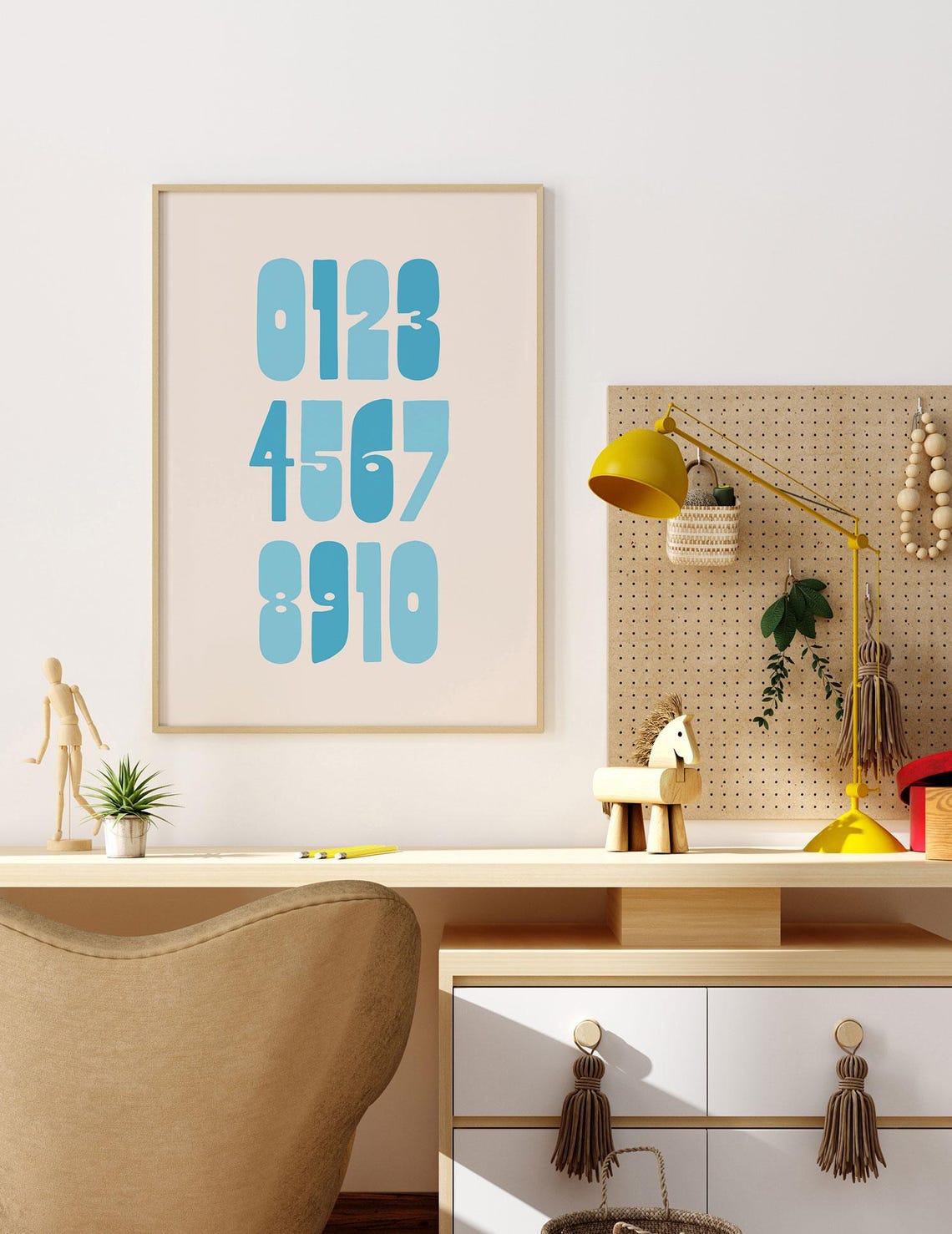 Blue Number Chart 0 To 10 Chunky Bold Kids Learning Wall Poster - Image 3