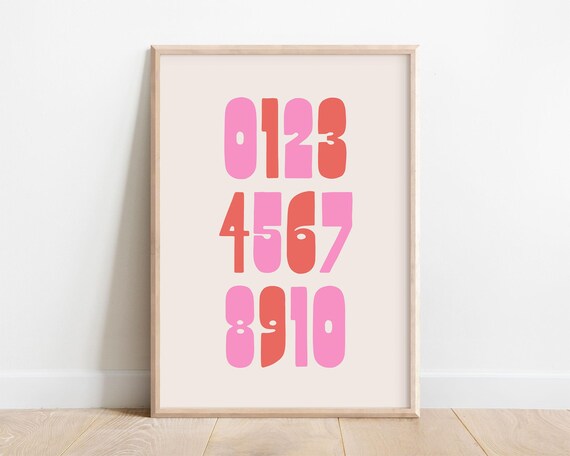 Pink Number Chart 0 To 10 Chunky Bold Kids Learning Wall Poster