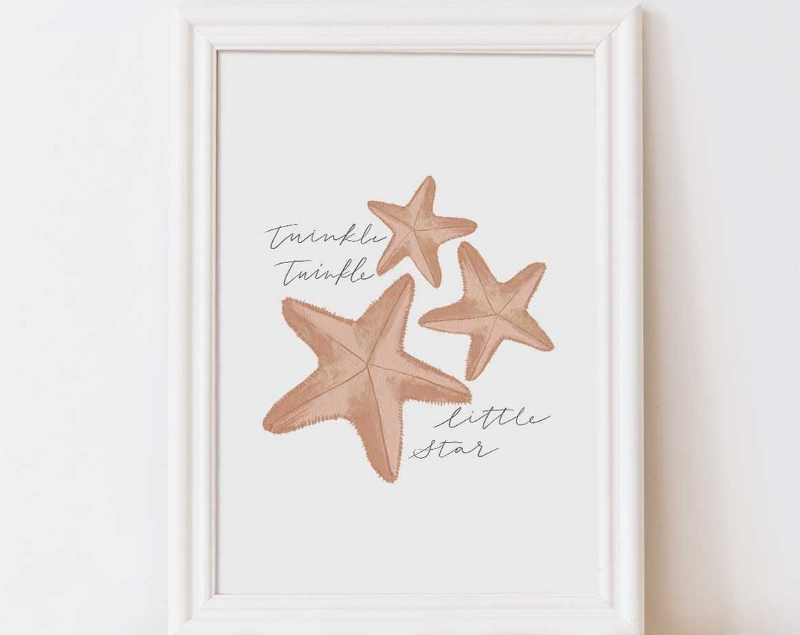 Twinkle Twinkle Little Star Nursery Wall Art with Starfish Trio