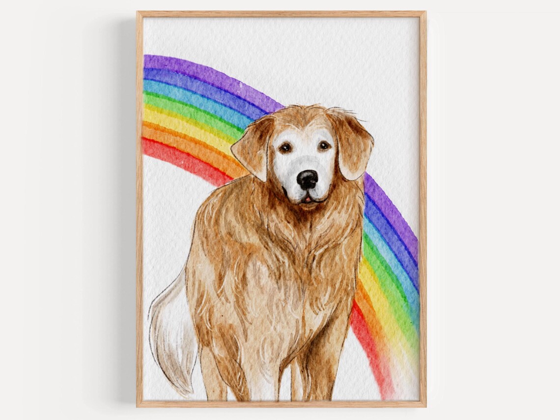 Koa the Shih Tzu Watercolor Custom Pet Portrait Small Dog Blue Wall Art - Image 2