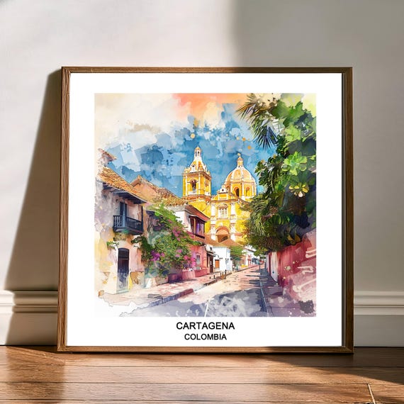 Cartagena Colombia Watercolor Art Print Travel Poster