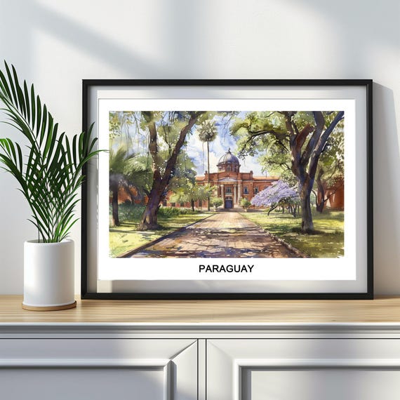 Paraguay Watercolor Art Print Travel Home Decor