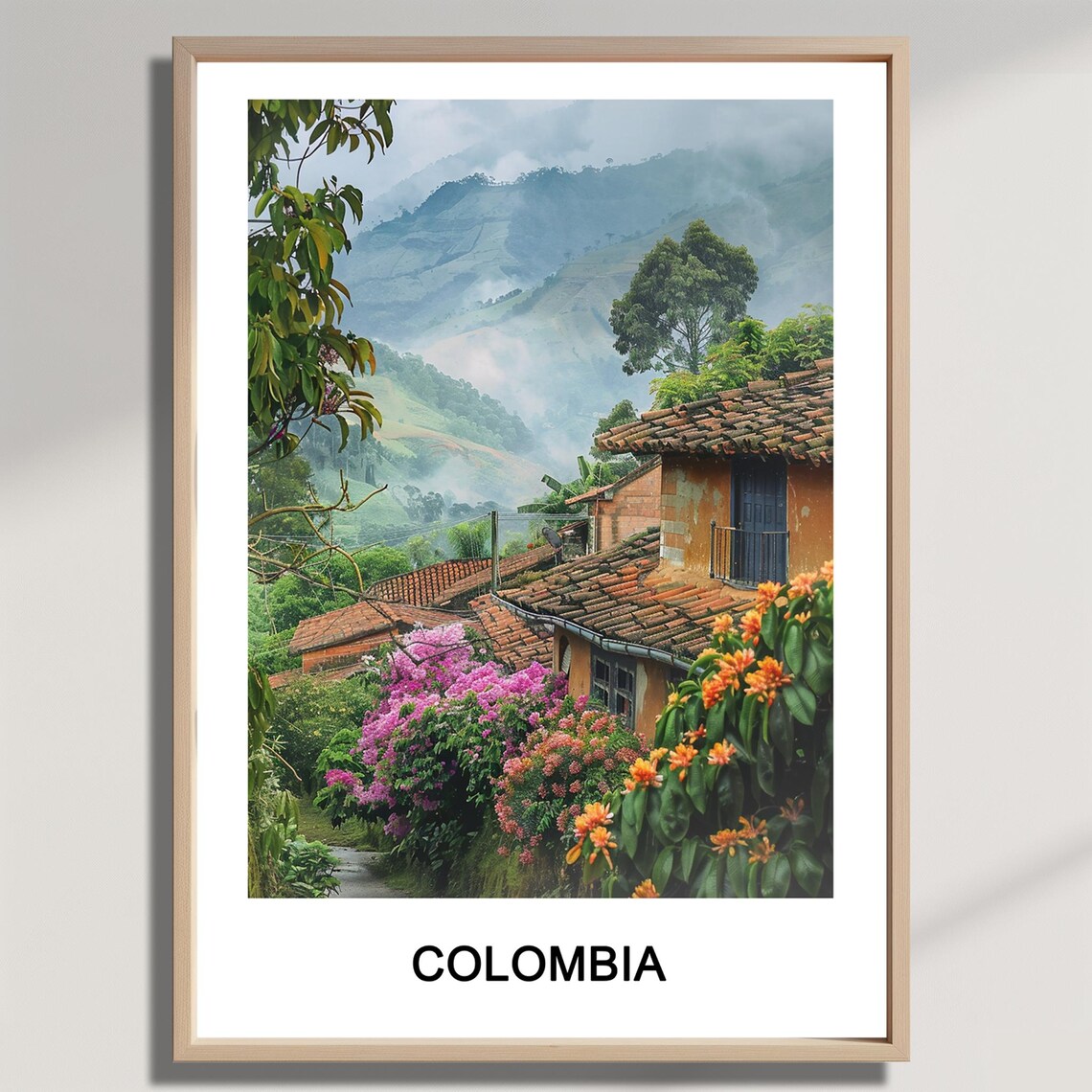 Colombia Watercolor Travel Poster Home Office Decor
