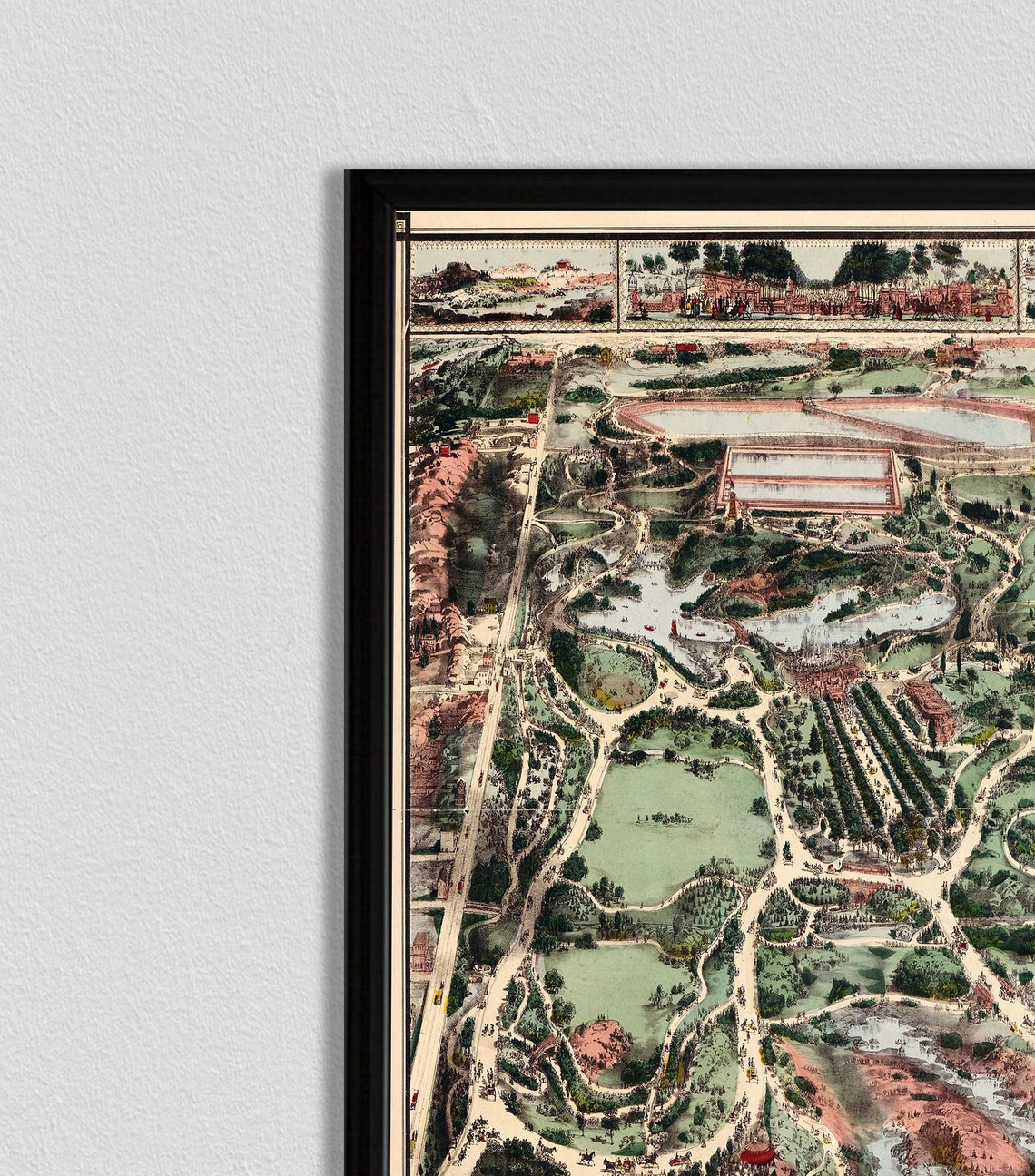 Historic Central Park New York City Antique Birds Eye Map Poster - Image 2