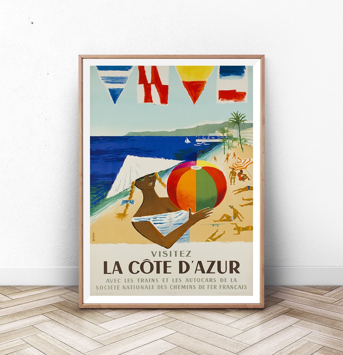 Visitez La Cote d'Azur Nice France Vintage Railway Travel Poster