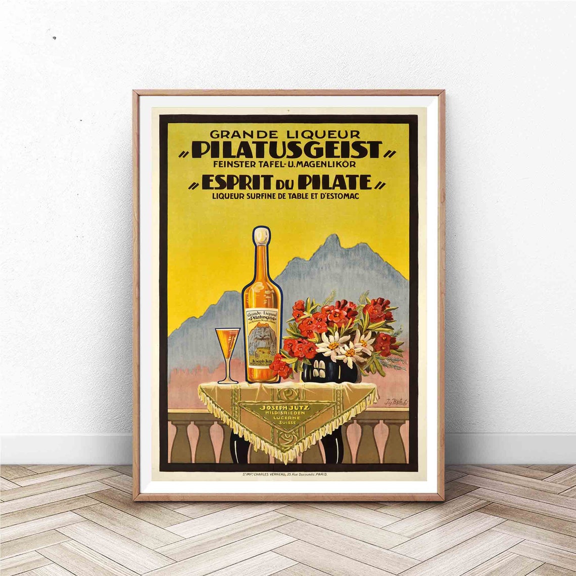 Vintage Alcohol Poster France Wall Art Paris Print Vintage Wall Art France Travel Poster Grande Liqueur