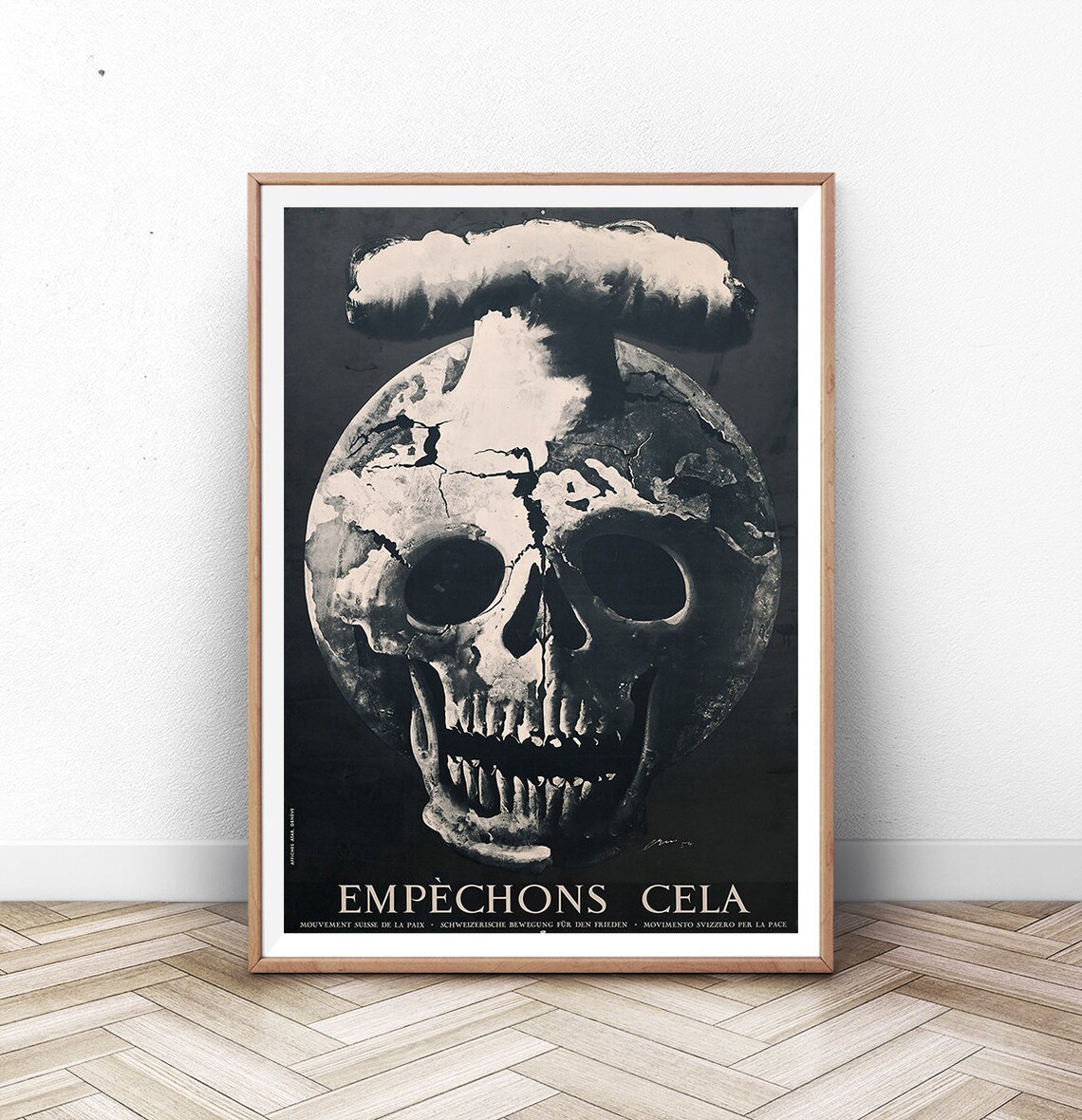 Skull War Propaganda Poster, Nuclear Political Art