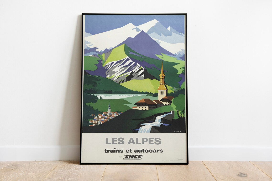 Les Alpes French Alps Vintage Travel Poster - Image 3