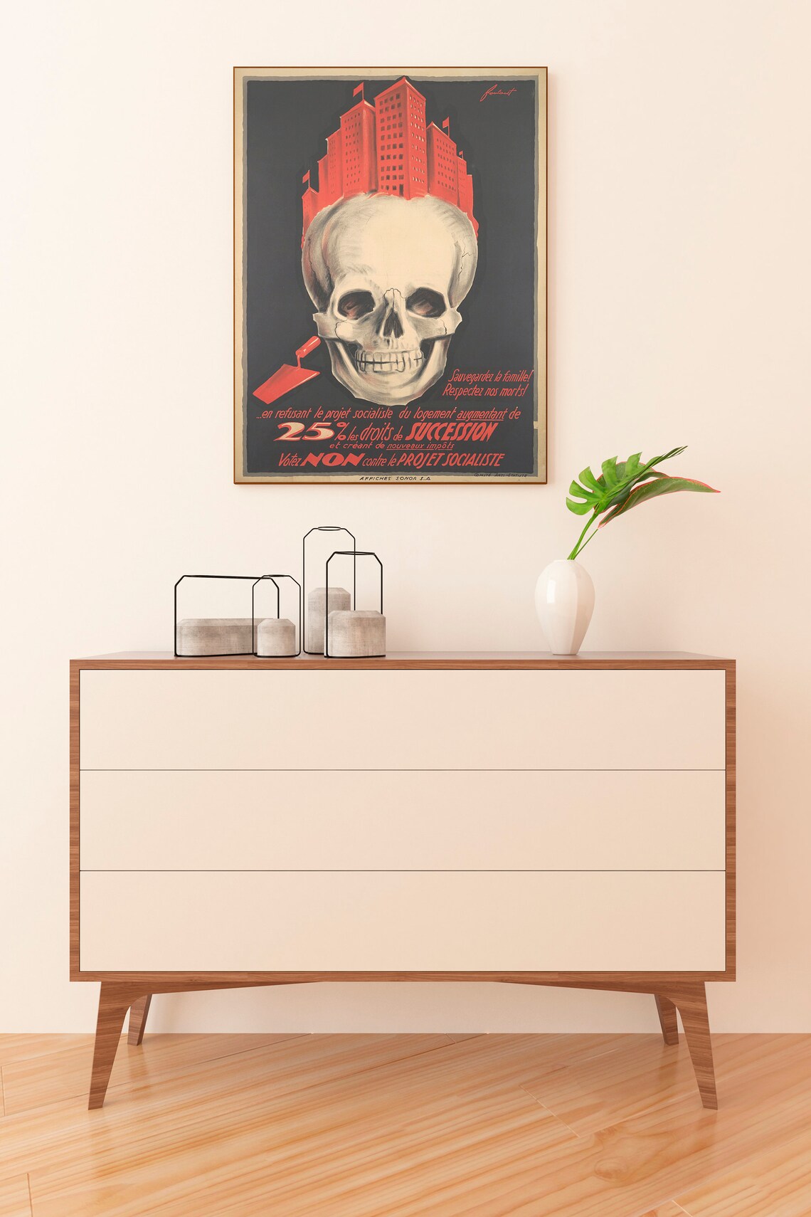 Votez Non Projet Socialiste French Anti Socialist Skull Propaganda Poster - Image 2