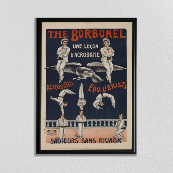 Acrobat Circus Poster, Vintage Nursery Decor Art Print
