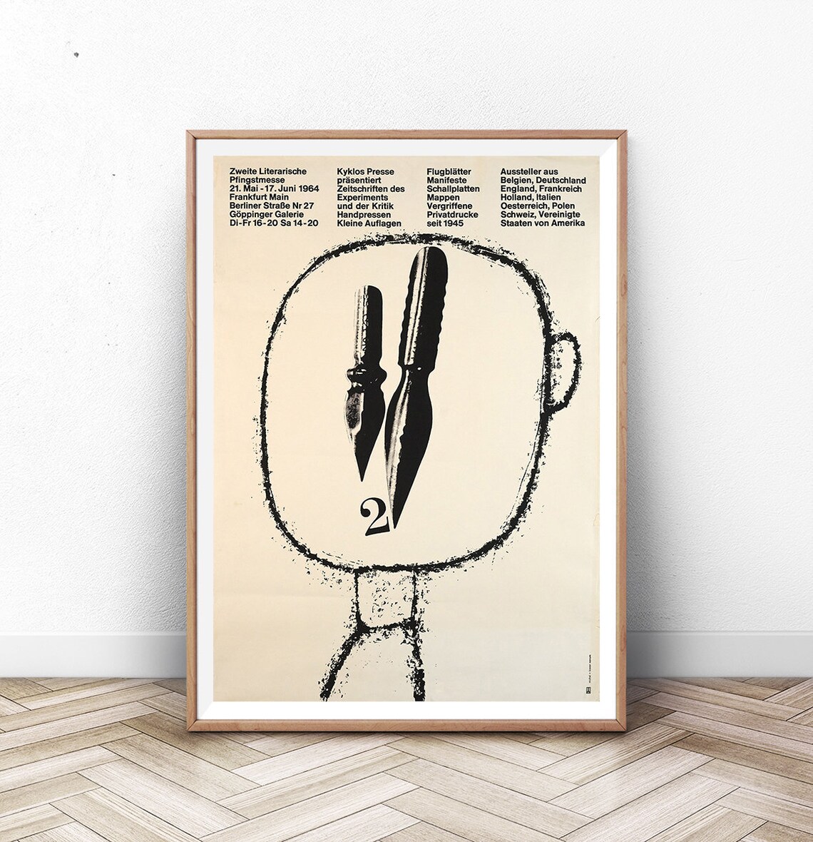 German Vintage Exhibition Poster, Mid-Century Art Print