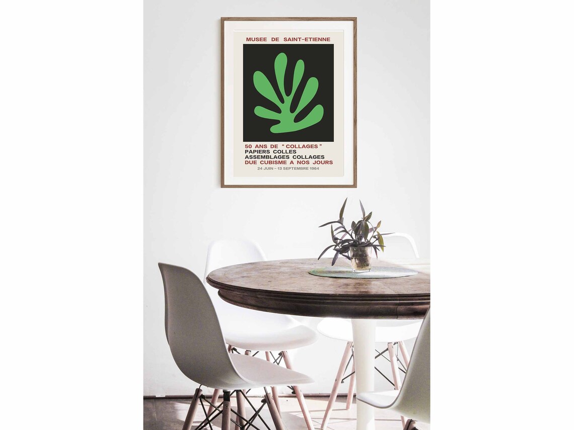 Musee de Saint Etienne 1964 Collages Green Paper Cut Leaf Exhibition Poster - Image 2