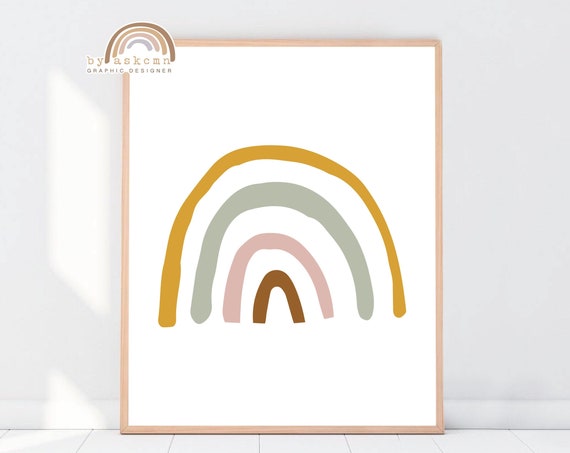 Rainbow Wall Decor Print Baby Room Poster Nursery Print Art Boho Rainbow Instant Neutral Rainbow Wall Decor Print