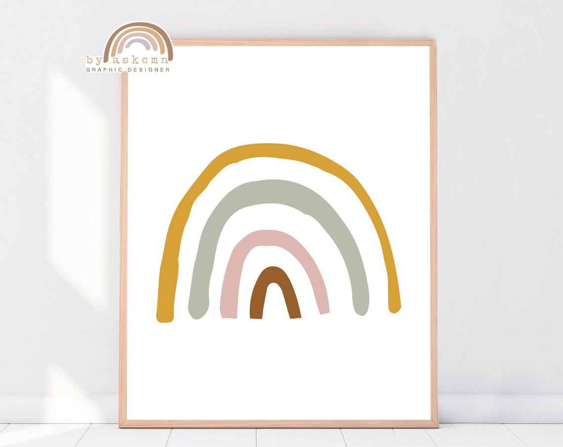 Rainbow Wall Decor Print Baby Room Poster Nursery Print Art Boho Rainbow Instant Neutral Rainbow Wall Decor Print