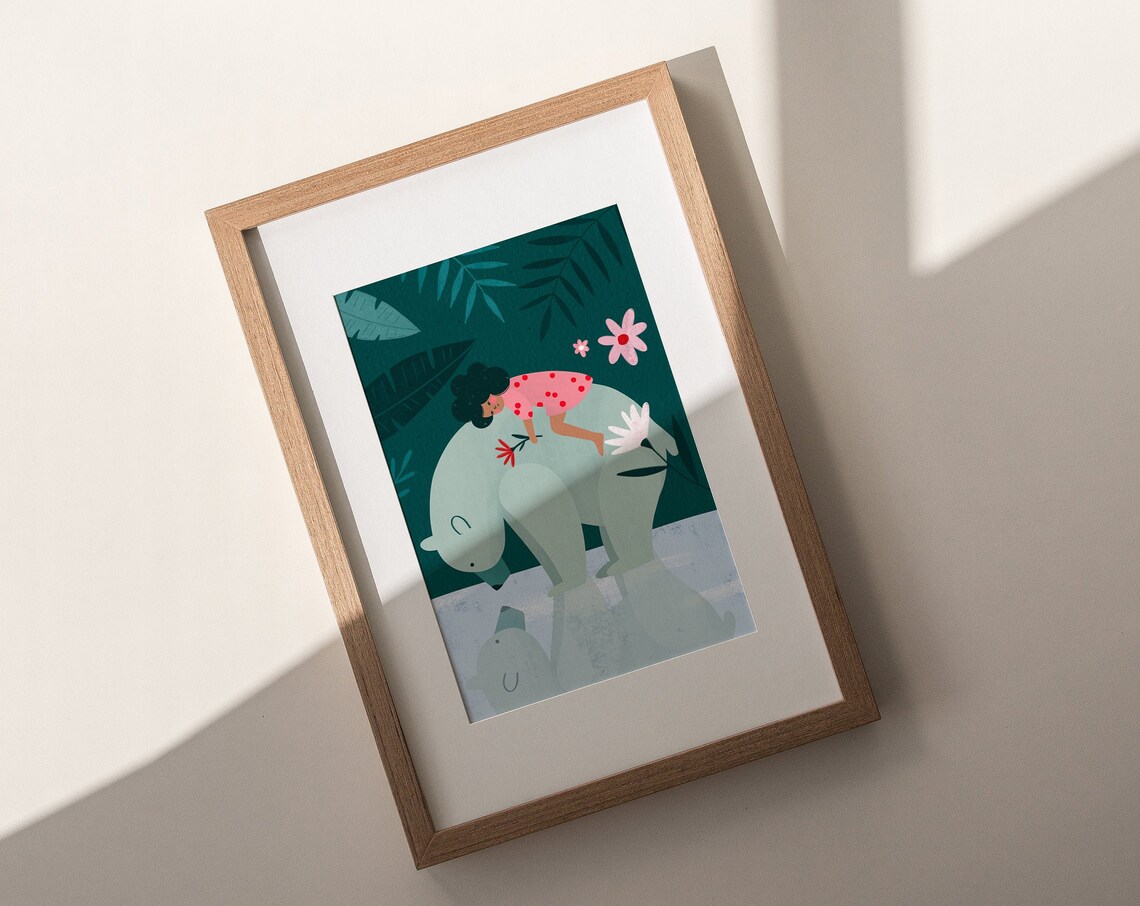 Soley And The Bear Nursery Kids Illustration Art Print - Image 3