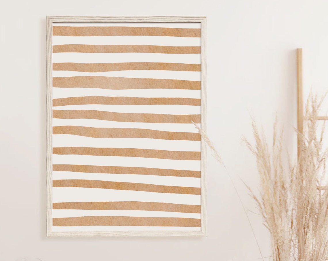 Beige Watercolor Striped Lines Minimalist Neutral Stripe Poster