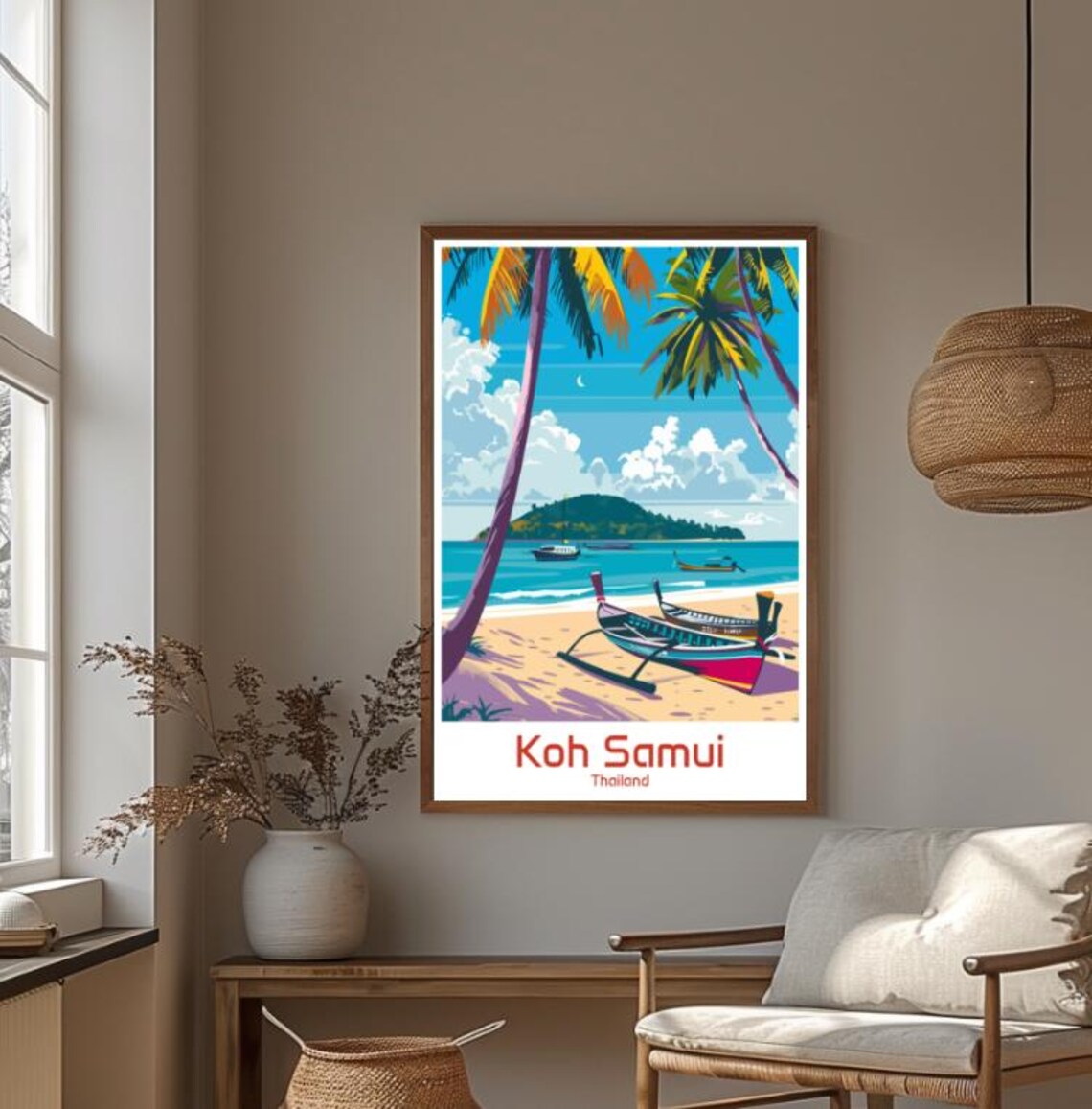 Koh Samui Thailand Beach Longtail Boats Island Travel Poster - Image 4