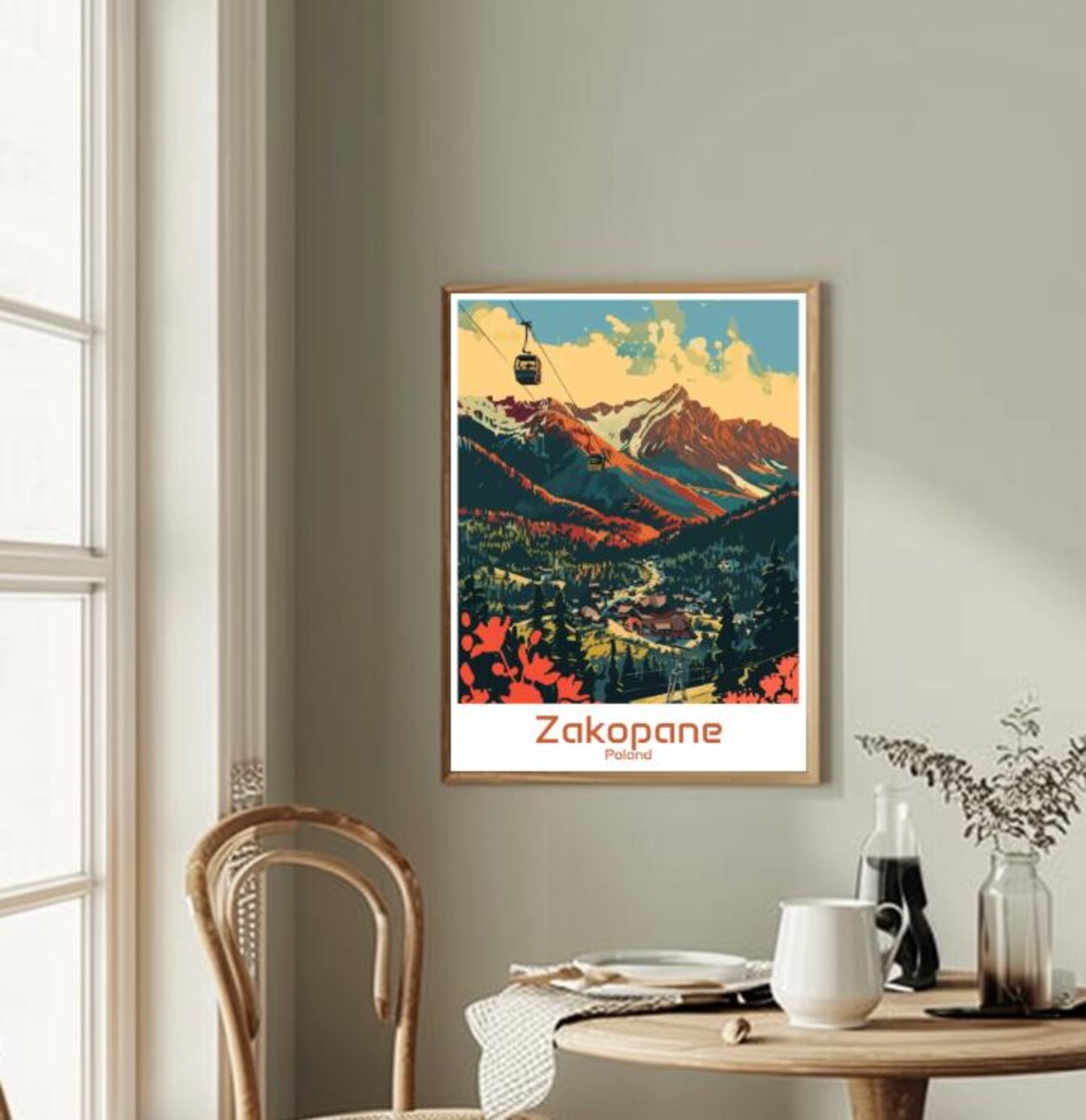 Zakopane Poland Travel Poster with a Gondola over the Tatra Mountains - Image 2