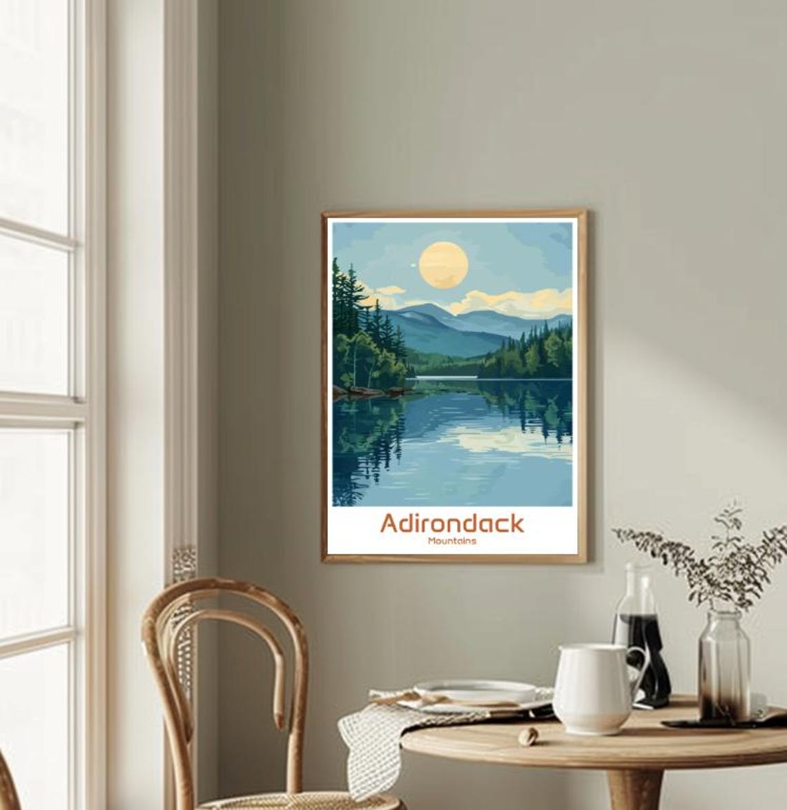 Adirondack Mountains New York Mirror Lake Forest Sunrise Travel Poster - Image 2