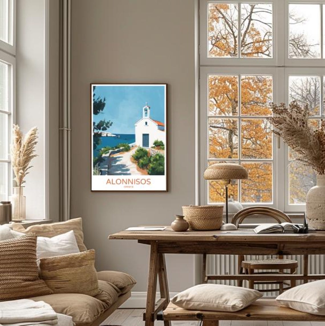 Alonnisos Greece White Chapel Seaside Path Aegean Coast View Poster - Image 4
