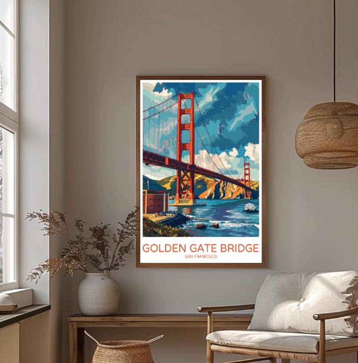 Golden Gate Bridge San Francisco Bay Iconic Sunset Travel Poster - Image 3