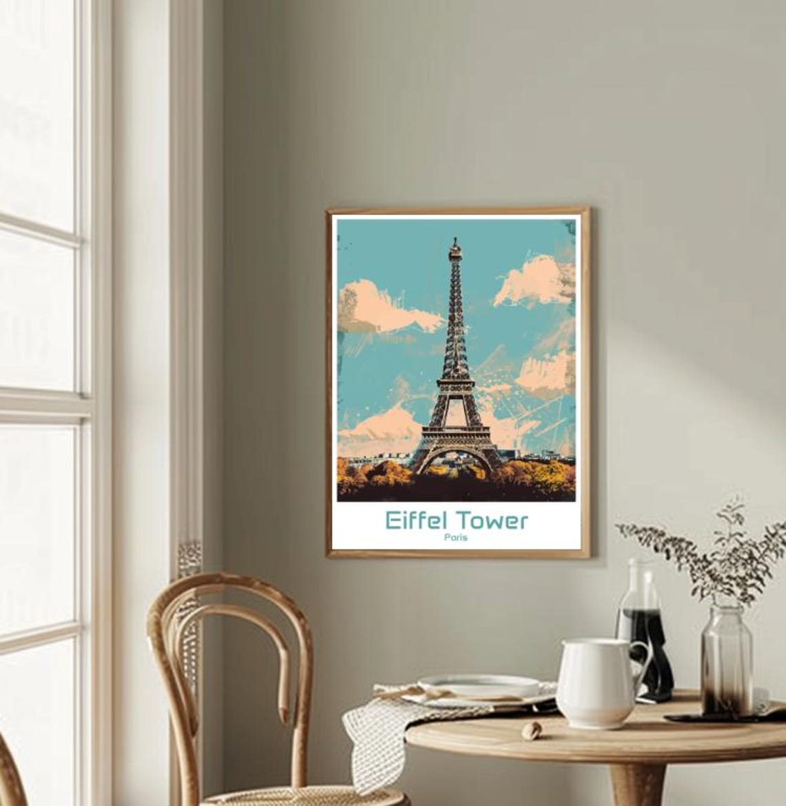 Eiffel Tower Paris Pop Art Sky Bold Colorful Artistic Travel Poster - Image 2