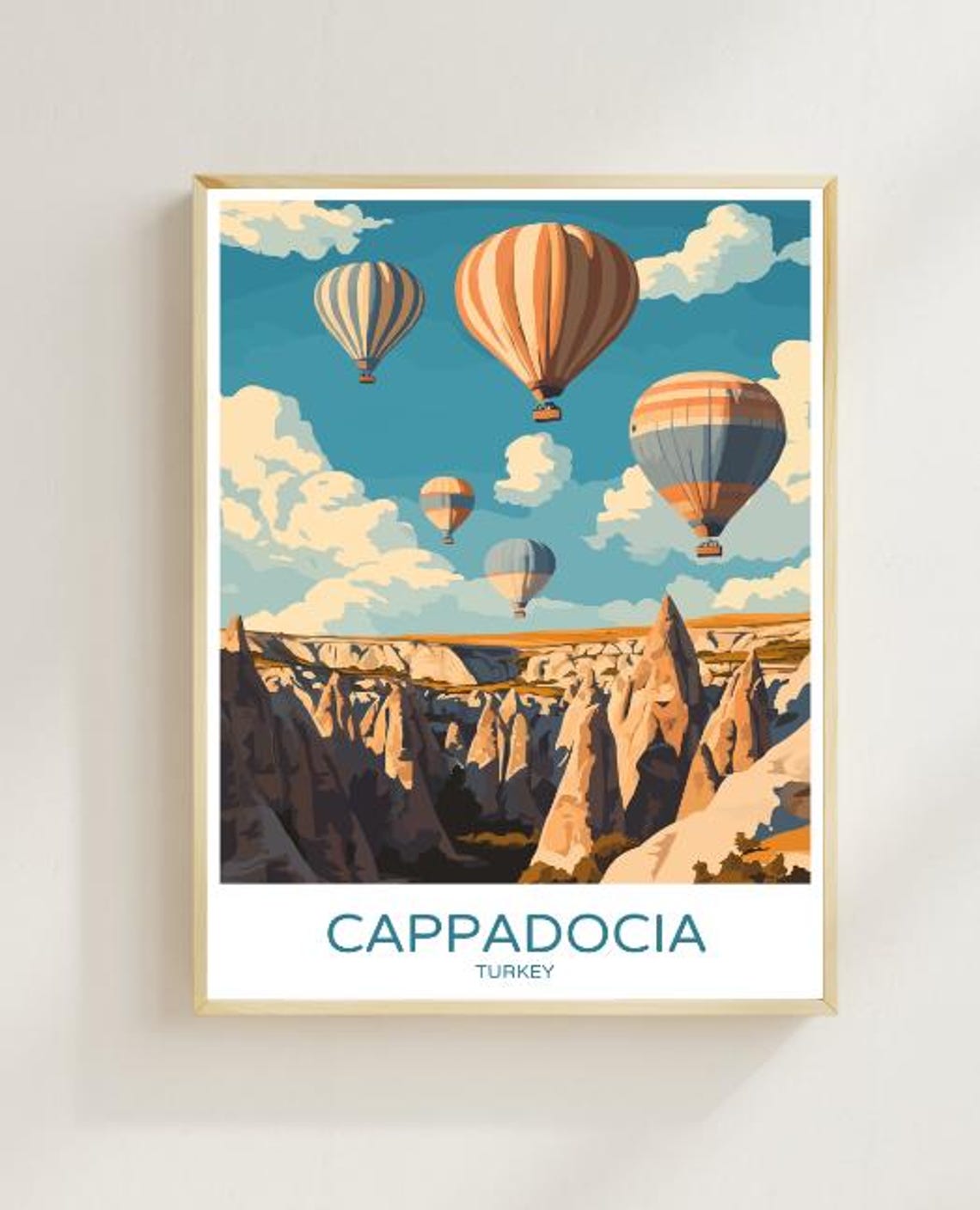 Cappadocia Turkey Hot Air Balloons Over Fairy Chimney Valley Poster