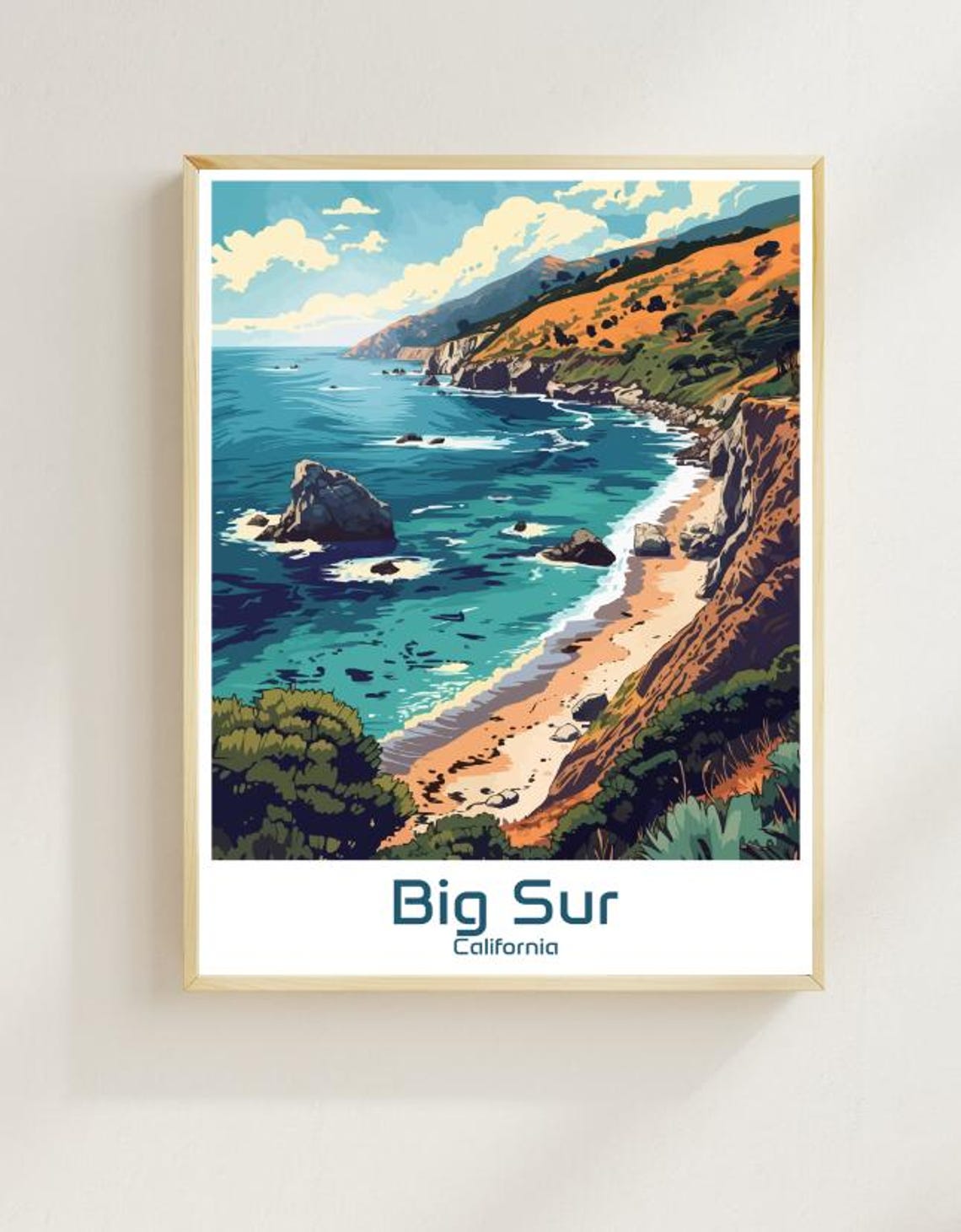 Dramatic Big Sur California Rugged Cliffs Ocean Cove View Poster