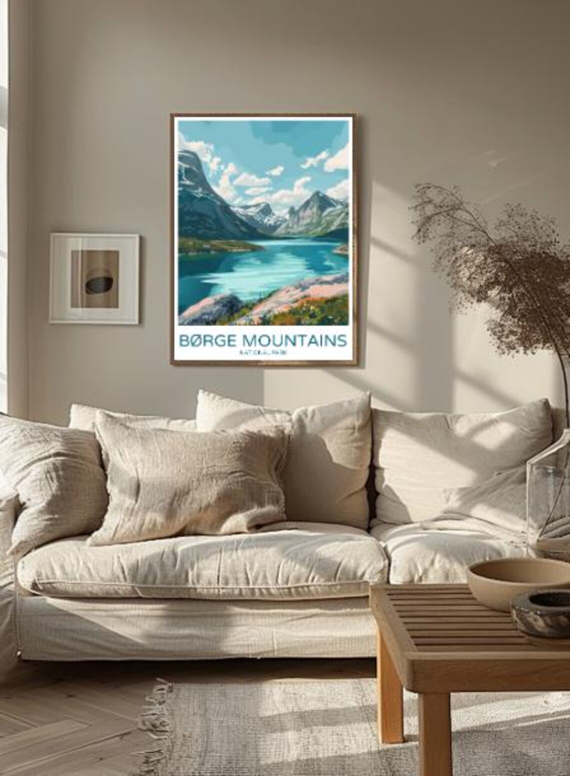 Borge Mountains Norway Arctic Fjord Poster With Snowy Peaks Lake View - Image 2