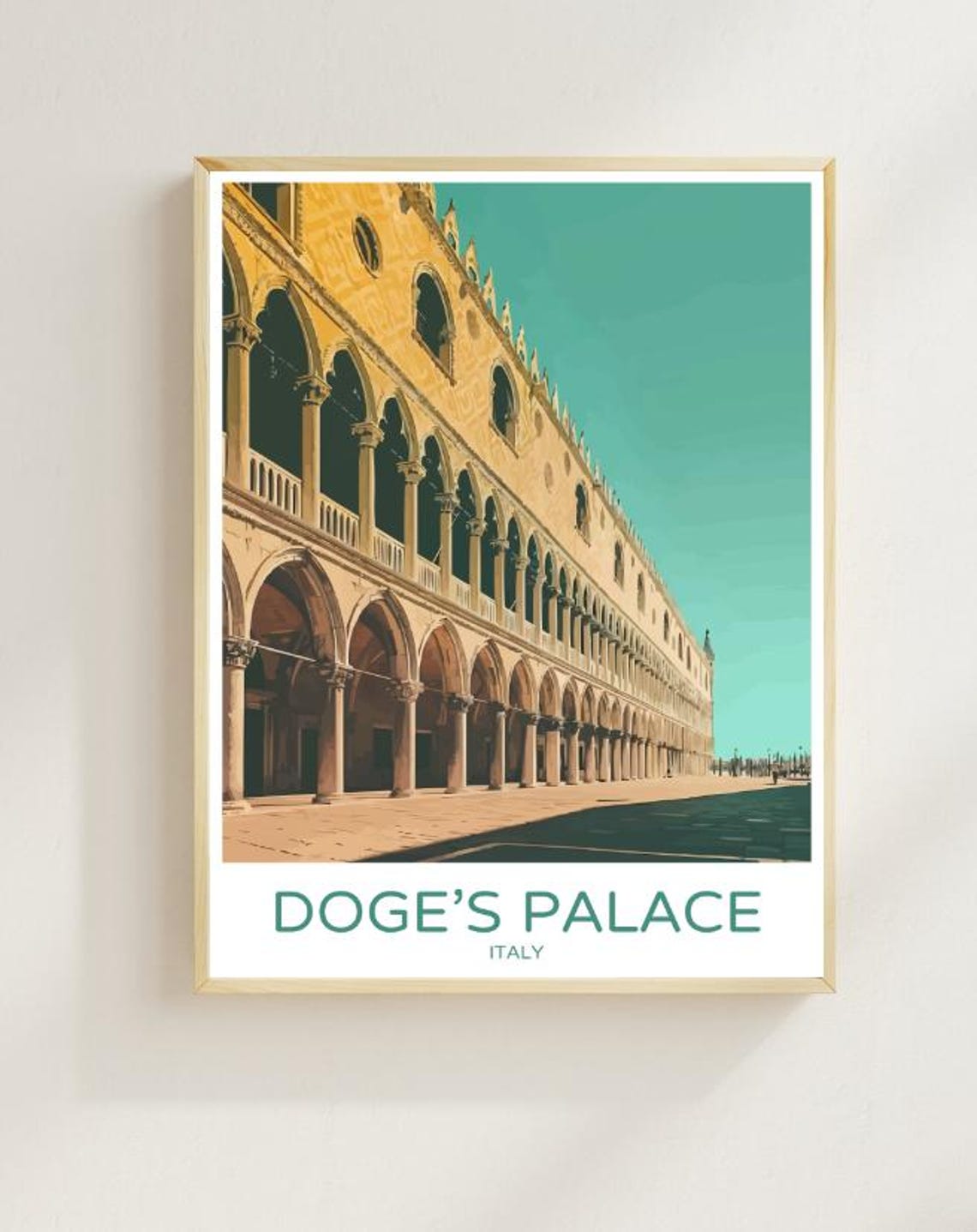 Doge's Palace Venice Italy Gothic Arcade Facade Landmark Poster